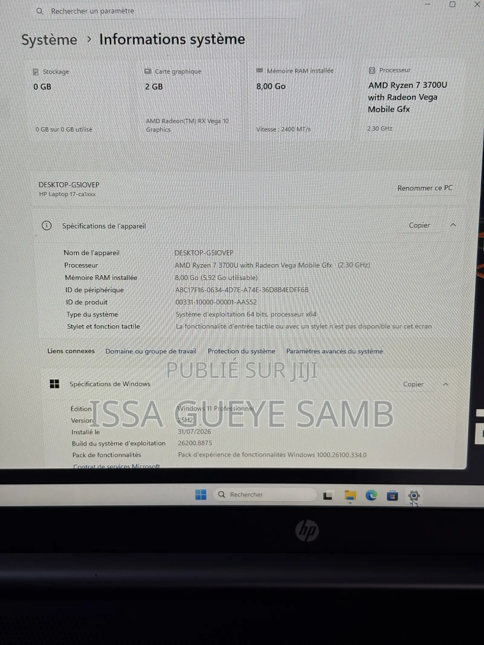 Ordinateur portable HP 15-dw3031 8GB AMD Ryzen 7 HDD 500GB