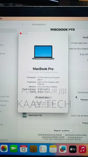 Ordinateur portable Apple MacBook Pro 2020 8GB Intel Core i5 SSD 256GB