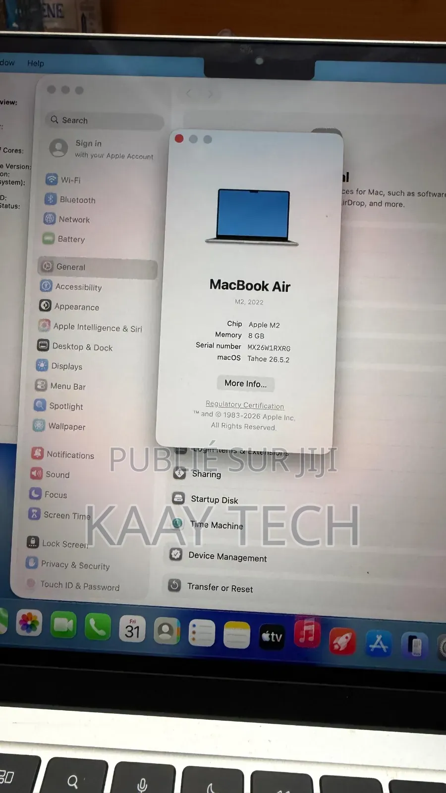Nouveau Apple MacBook Air 2022 M2 8GB Apple M2 SSD 256GB