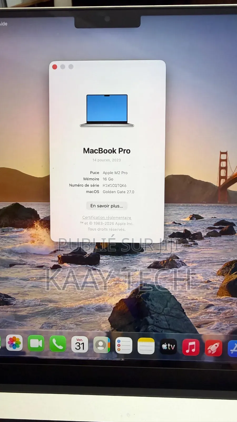 Nouveau Apple MacBook Pro 2023 M2 16GB Apple M2 SSD 1T