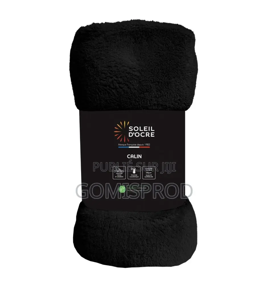 Couverture Flanelle 220x240 Cm Calin Noir, Par Soleil d'Ocre