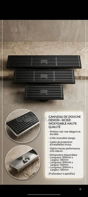 Caniveau De Douche Italien Design JIMI – Acier Inox Noir