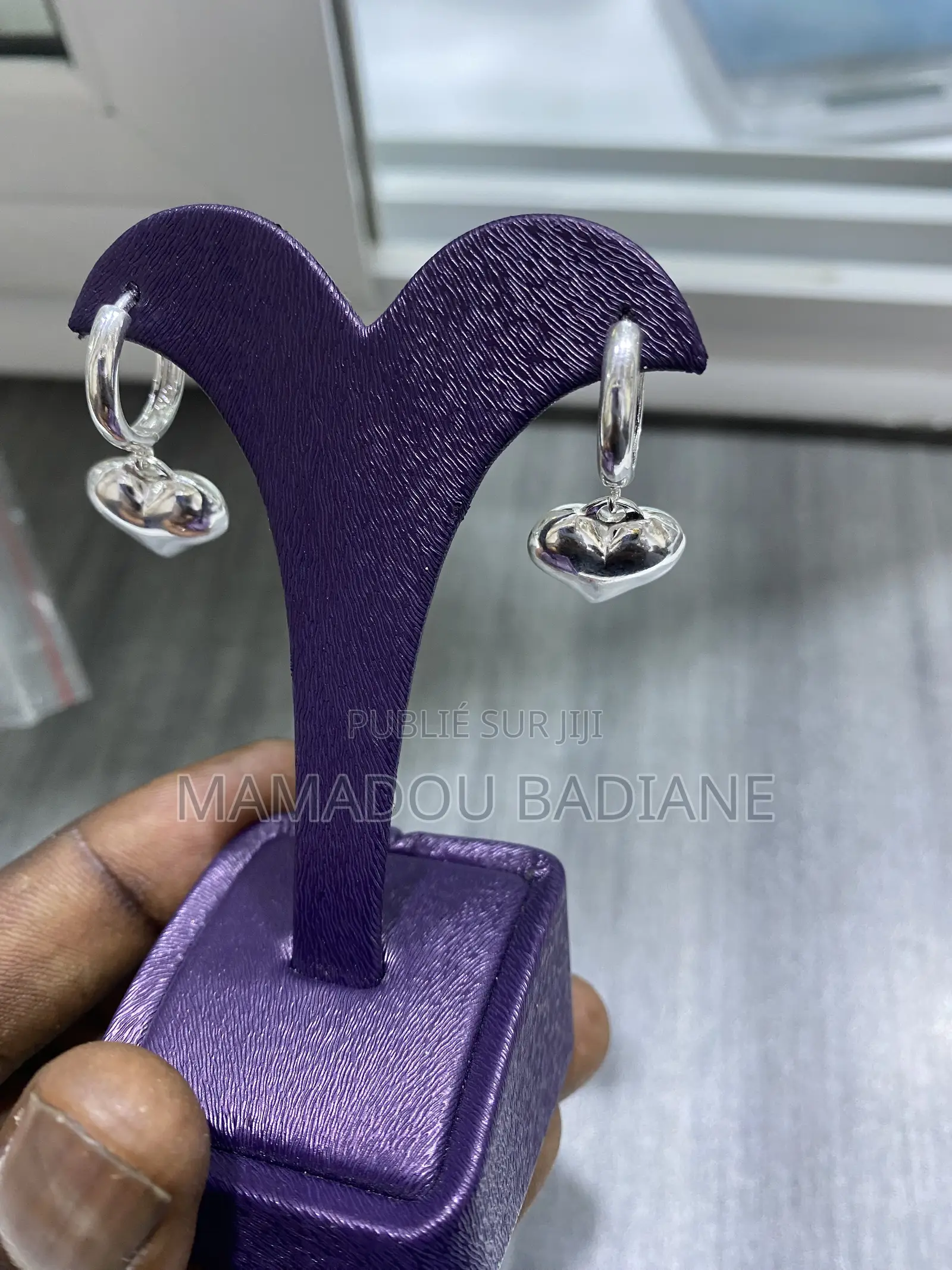 Boucles D’oreilles Forme De Coeur en Argent Importé