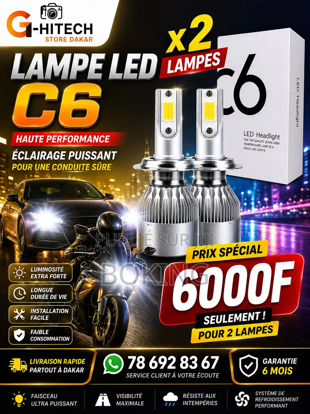 Ampoule Phare Led Pour Moto Ou Voiture