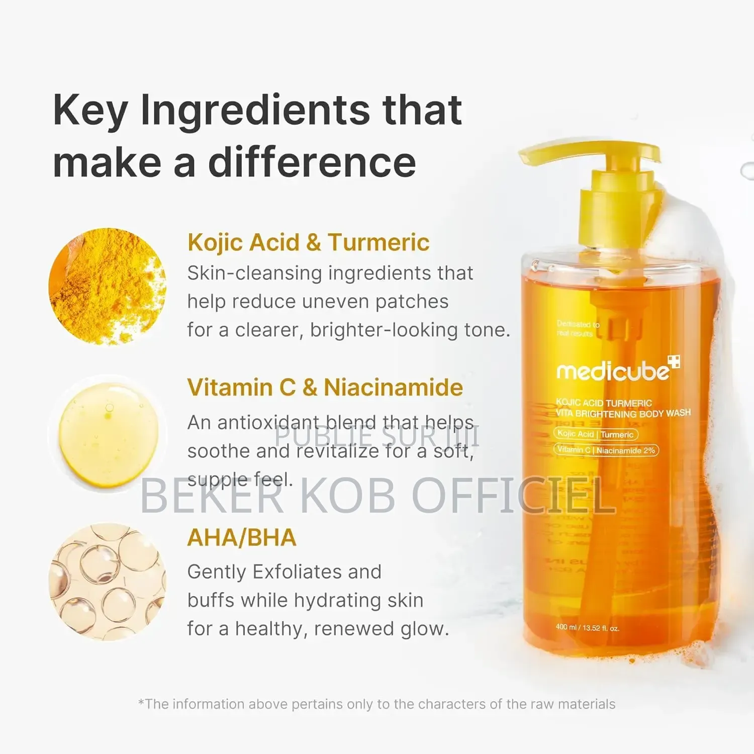 Gel De Douche Medicube Éclaircissant a l'Acide Kojic Et Au Curcuma