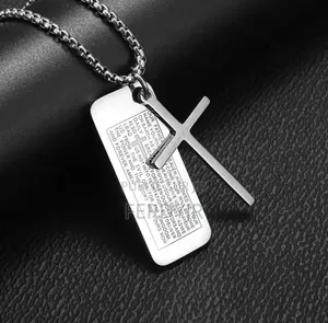 Collier Croix Emanuelle/Pendentif Biblic Notre Père Livraison Incluse