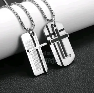 Collier Croix Emanuelle/Pendentif Biblic Notre Père Livraison Incluse