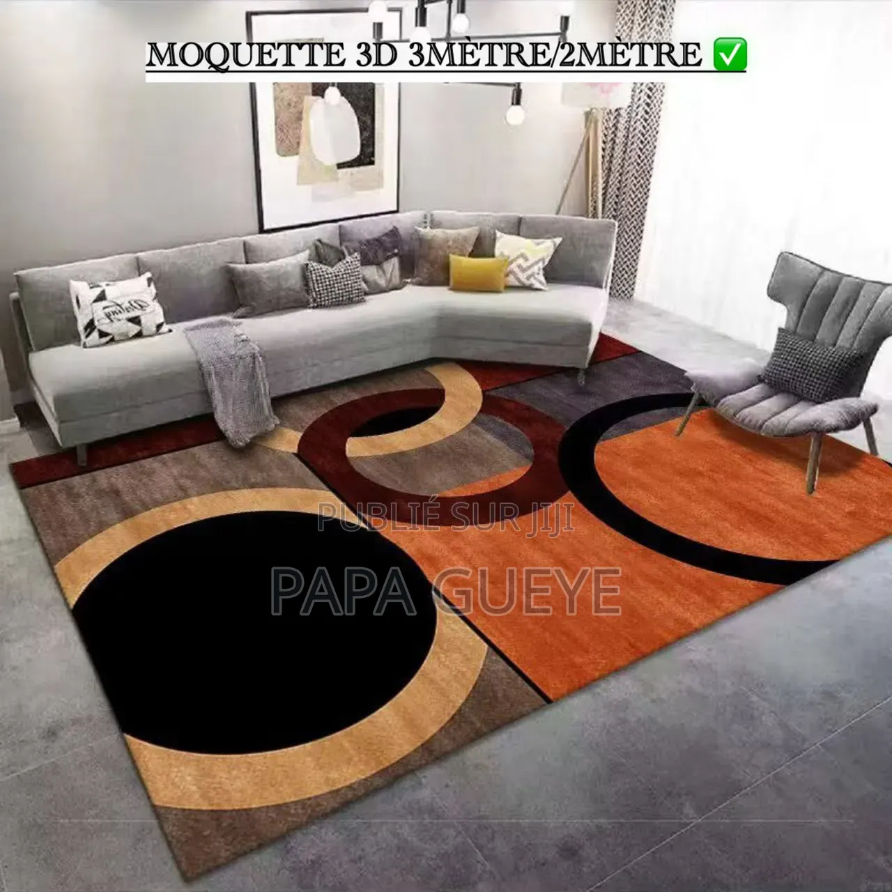 Tapis Salon Moderne 3D Antidérapant 160x230cm