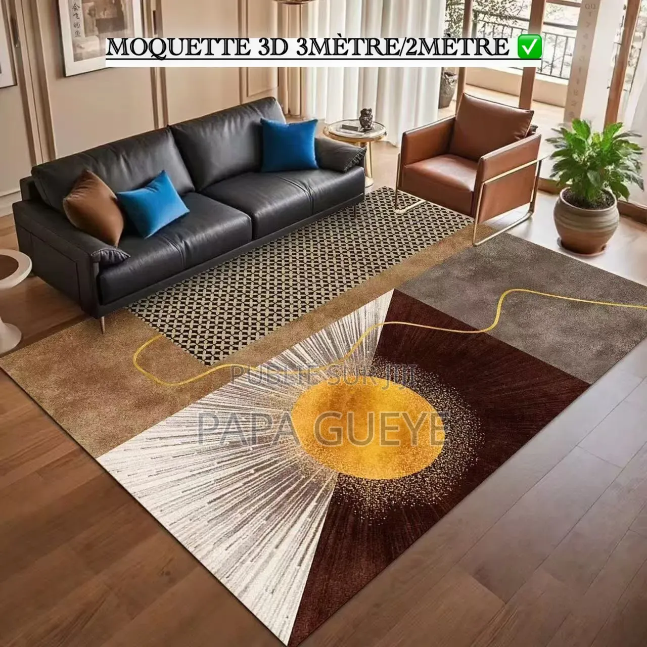 Tapis Salon Moderne 3D Antidérapant 160x230cm
