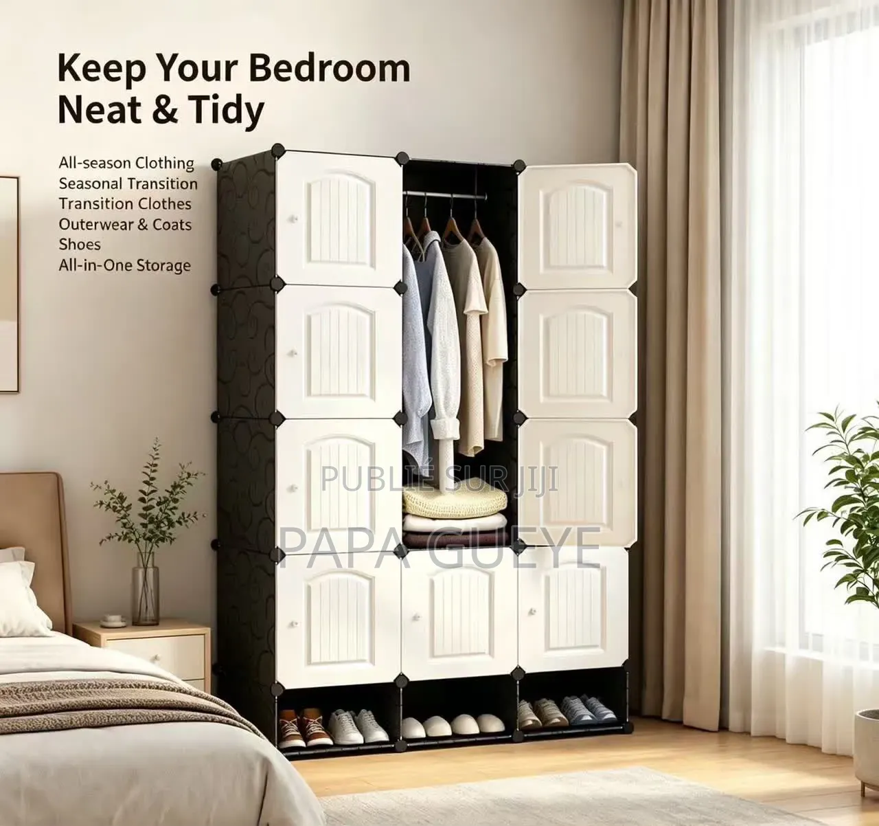 Armoire Portant À Vêtements 9 Cubes - Facile À Monter