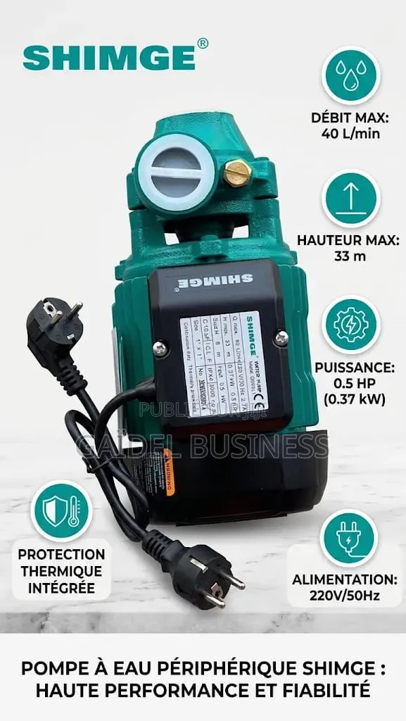 Pompe À Eau Périphérique SHIMGE 0.5 HP (0.37 kW) –