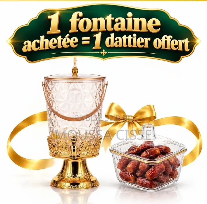 Fontaine Dorée Avec Robinet Et Ses 4 Verres