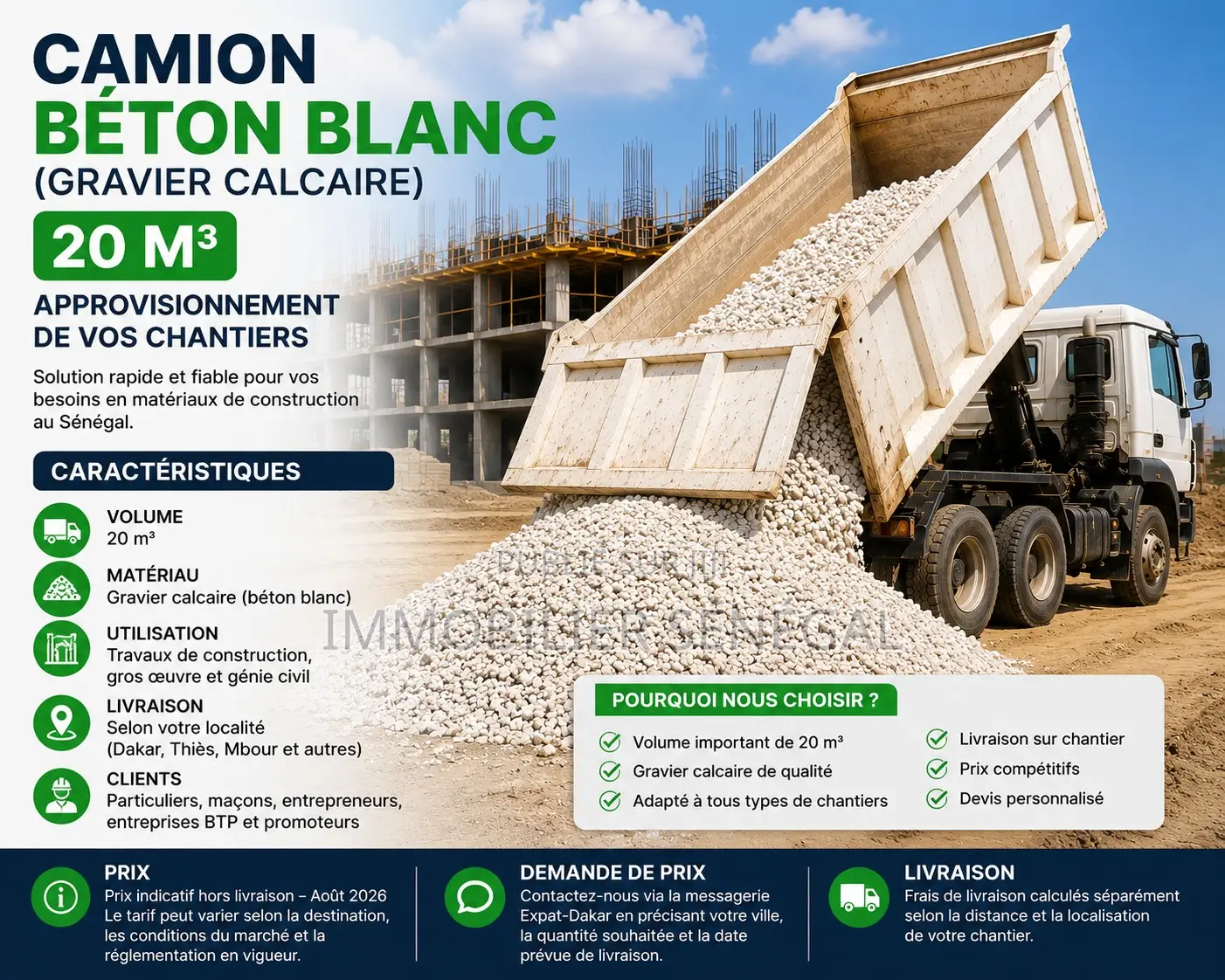 Camion Béton Blanc Calcaire 20 M3