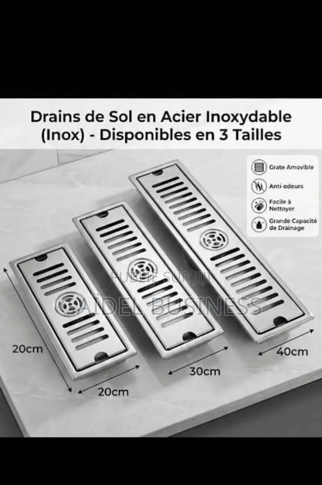 Caniveau De Douche / Drain De Sol en Acier Inoxydable (Inox)