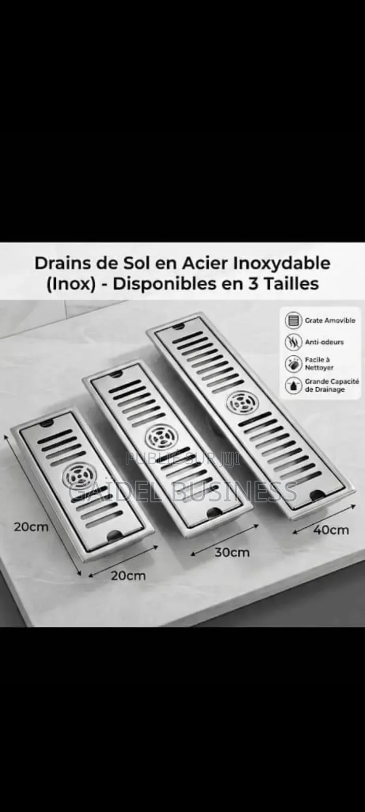 Caniveau De Douche / Drain De Sol en Acier Inoxydable (Inox)
