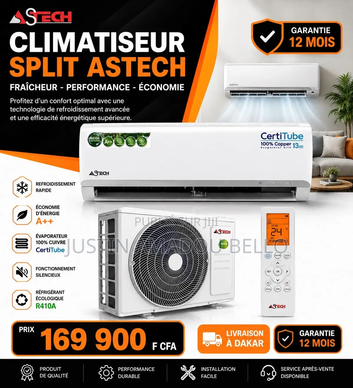Climatiseur Split Astech – CertiTube 100 % Cuivre