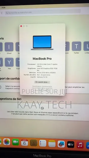 Ordinateur portable Apple MacBook Pro 2017 16GB Intel Core i7 SSD 512GB