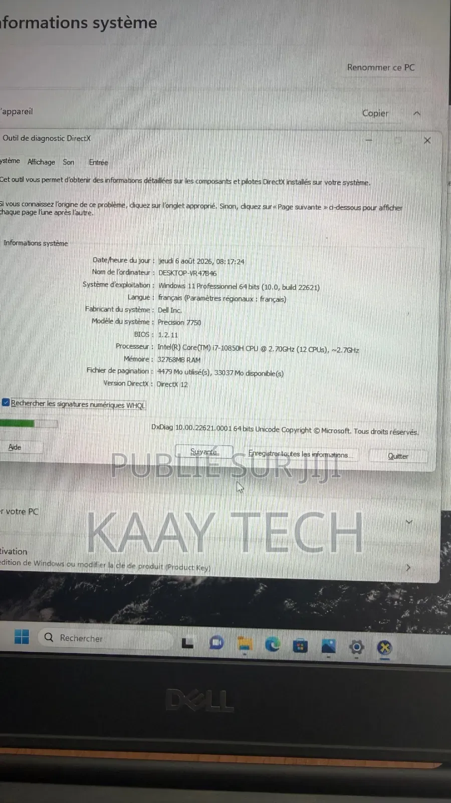 Ordinateur portable Dell Precision 7750 32GB Intel Core i7 SSD 1T