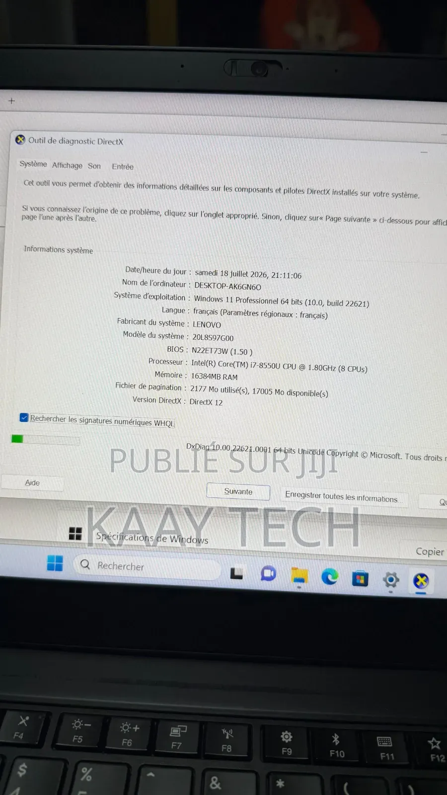 Ordinateur portable Lenovo ThinkPad T480s 16GB Intel Core i7 SSD 256GB